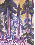 Ernst Ludwig Kirchner Wod-cart in forest France oil painting artist